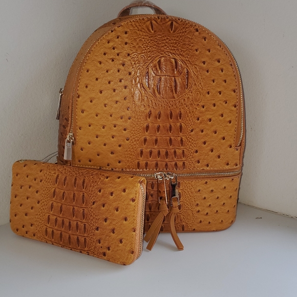 Handbags - Ostrich Embossed BackPack/ Wallet Or Wrislet